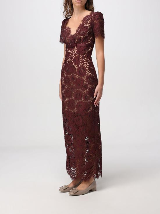 25FW 셀프 포트레이트 롱 원피스 AW25096MBU Burgundy - SELF PORTRAIT