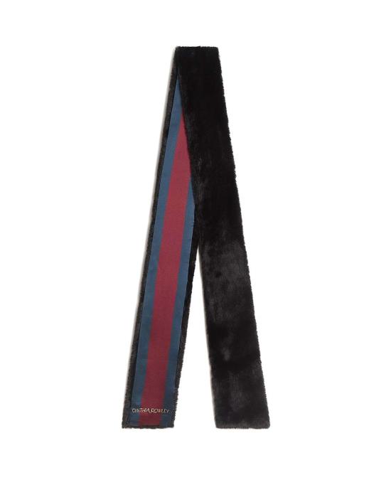  신시아 로리 머플러/스카프 신시아 로울리 아웃 이스트 인조 모피 실크 스카프 블랙
