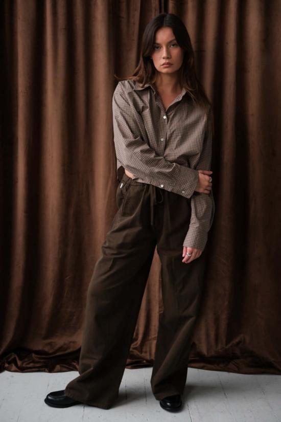  시티즌 오브 휴머니티 셔츠 시티즌스 오브 휴머니티 아나 크롭 버튼업 셔츠 헤리티지 플레드 - CITIZEN OF HUMANITY