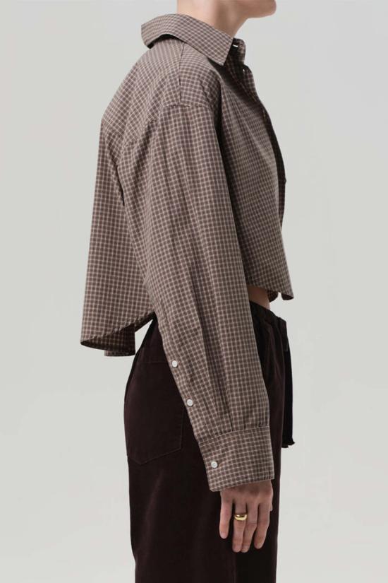  시티즌 오브 휴머니티 셔츠 시티즌스 오브 휴머니티 아나 크롭 버튼업 셔츠 헤리티지 플레드 - CITIZEN OF HUMANITY