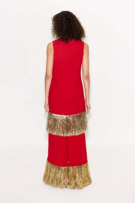  사이먼밀러 스트레이트 팬츠 사이먼 밀러 나오미 프린지  럭키 레드 - SIMONMILLER