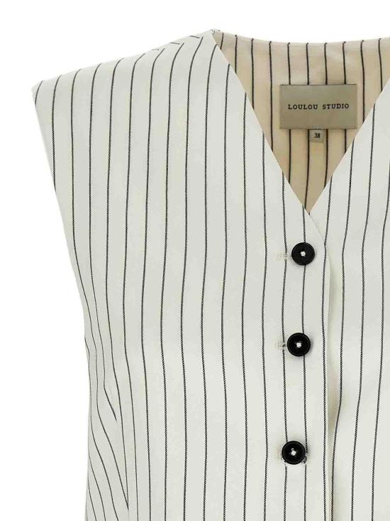 루루 스튜디오 베스트 VANUAIVORYBLACKSTRIPES White - LOULOU STUDIO