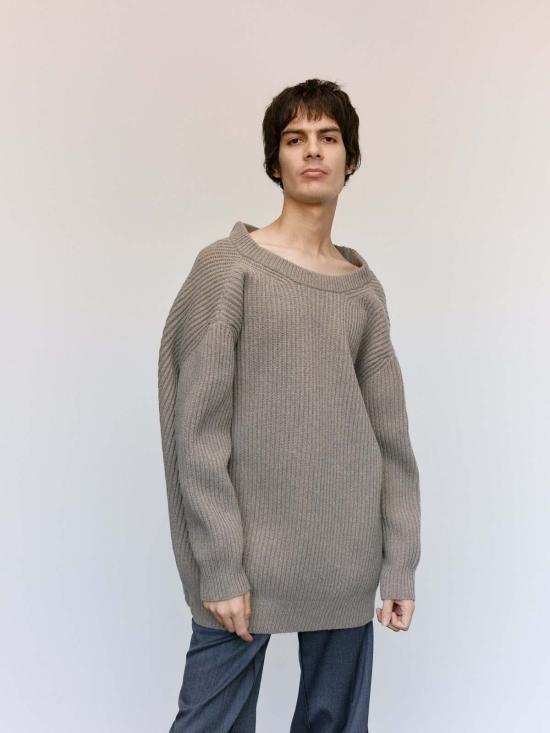  MM6 메종마르지엘라 스웨터 Mm6 메종 마르지엘라 울 오버사이즈 드레이프 백 패널 - MM6 MAISON MARGIELA