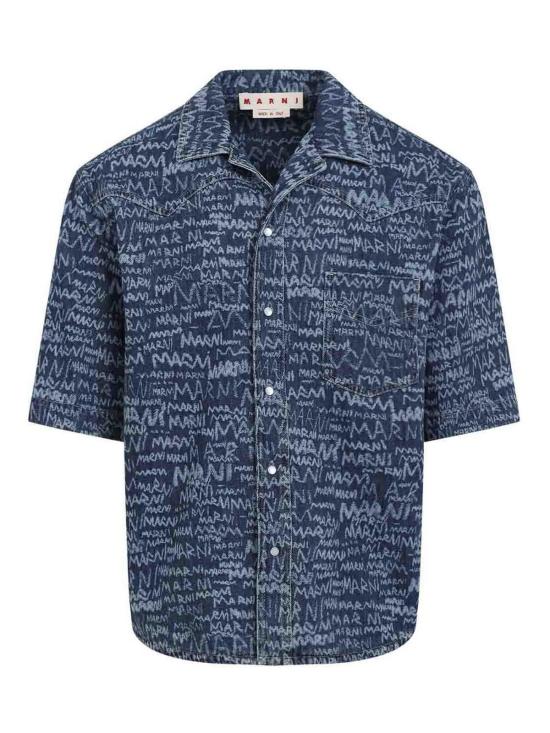 25SS 마르니 반팔 셔츠 CUJU0024A0USCX38LOB95 Blue