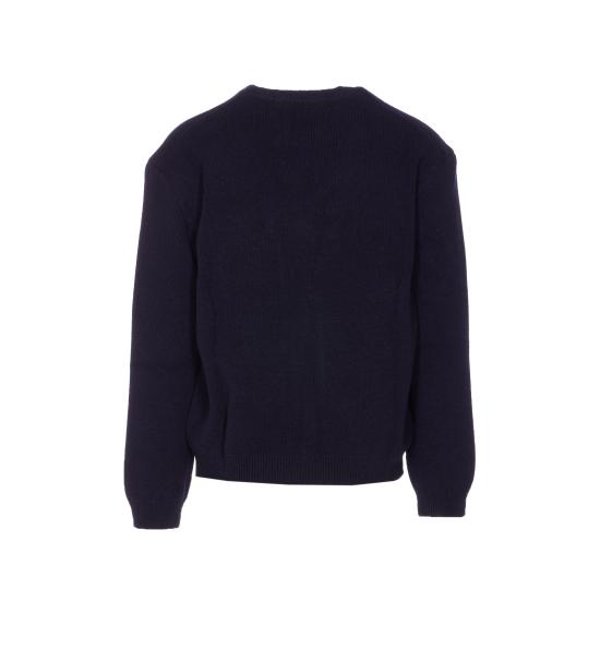 25FW 메종키츠네 폭스 헤드 밀라노 램스울 스웨터 PM00817KT1180 0413 Blue - MAISON KITSUNE