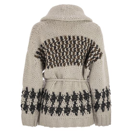 25FW 브루넬로 쿠치넬리 숄 라펠 가디건 M52638506 STONE - BRUNELLO CUCINELLI