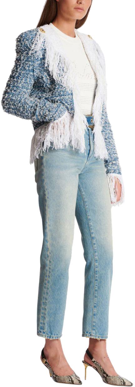  발망 코트 CF1SK056KF88SLJ BLUE - BALMAIN