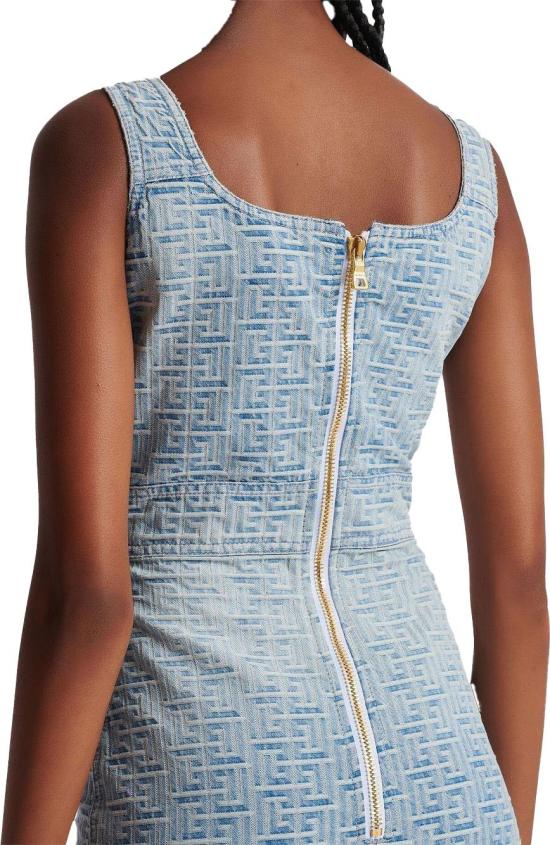  발망 미디 원피스 CF1R2128DD276FF BLUE - BALMAIN