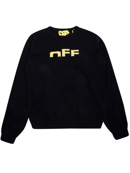 25FW [키즈] 오프화이트 풀오버 OBHE001F25KNI003 1018 BLACK YELLOW