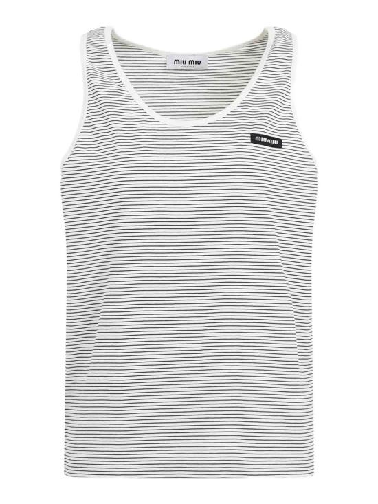  미우미우 민소매 티셔츠 MJT699SOOO14RTF0963 White