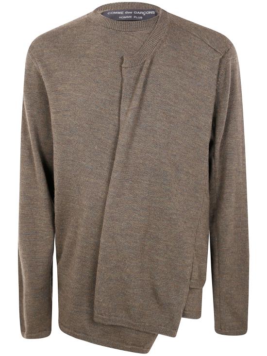 25FW 꼼데가르송 옴므 플러스 비대칭 스웨터 PP N012 0512 KHAKI