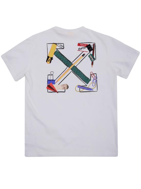 25FW [키즈] 오프화이트 티셔츠 OBAA002F25JER00K 0184 WHITE MU - OFF WHITE