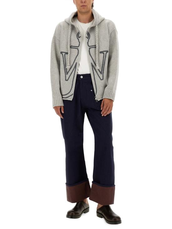 25FW JW앤더슨 앵커 자수 지퍼 후디 KW1429 YN0412905 GREY - JW ANDERSON
