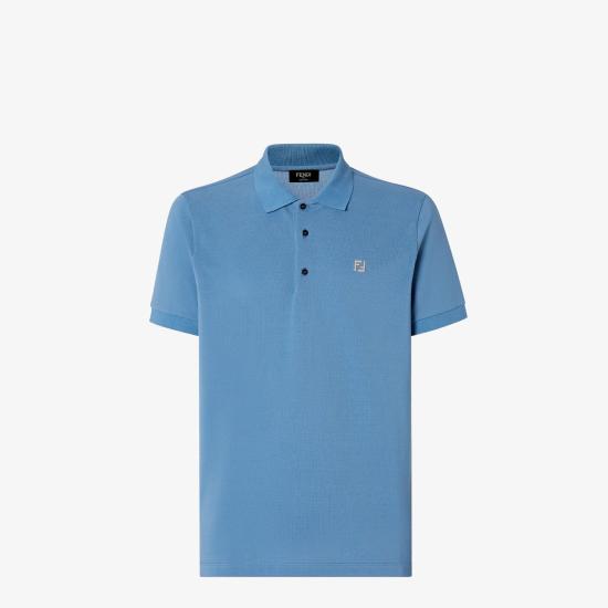 25SS 펜디 FF 메탈 피케 폴로 티셔츠 FY0985AUA5F0U6K Light Blue