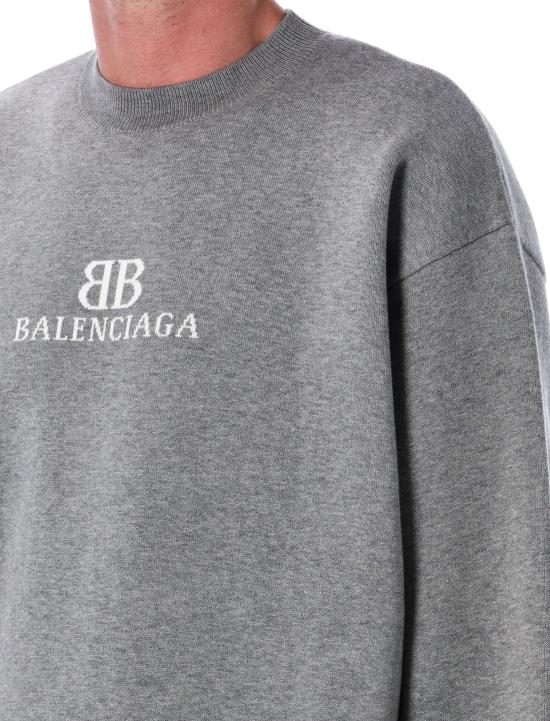 25FW 발렌시아가 로고 스웨트셔츠 818422T3368 1380 HEATHER GREY WHITE - BALENCIAGA