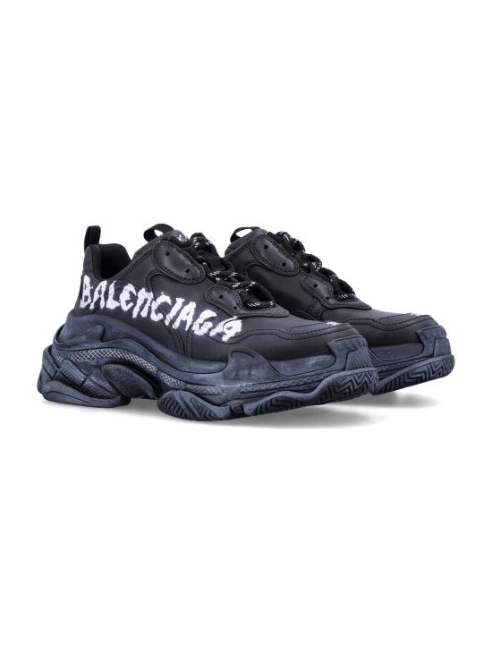 25FW 발렌시아가 트리플 S 페인트 스니커즈 524039WTSPL 1090 BLACK WHITE - BALENCIAGA