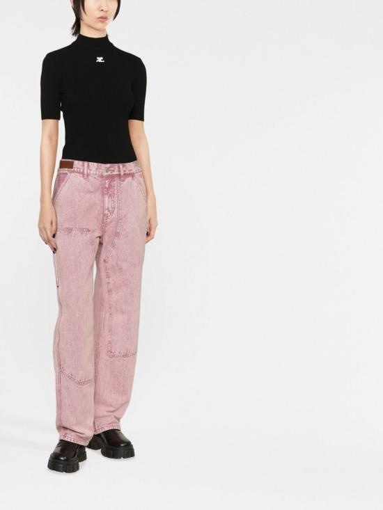 25FW 쿠레쥬 리에디션 니트 탑 숏슬리브 PERMPU026FI0001 9999 BLACK - COURREGES