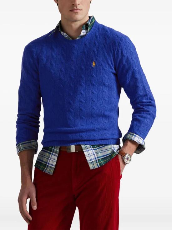 25FW 폴로 랄프로렌 케이블 니트 스웨터 710876762 027 BLUE - POLO RALPH LAUREN
