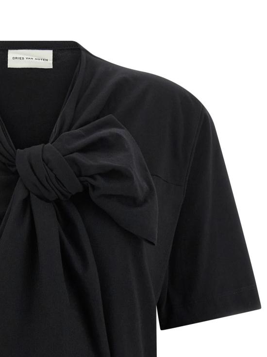 25FW 드리스 반 노튼 반팔 티셔츠 2520111612600900 Black - DRIES VAN NOTEN