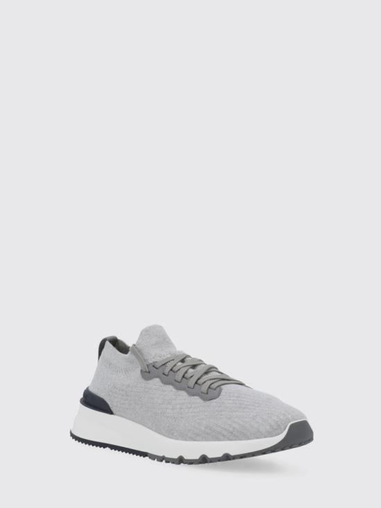 25FW 브루넬로 쿠치넬리 코튼 니트 세미 폴리쉬드 카프스킨 러너 MZUPMBO252 CB308 Grey - BRUNELLO CUCINELLI