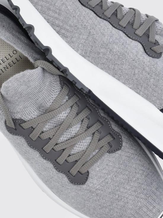 25FW 브루넬로 쿠치넬리 코튼 니트 세미 폴리쉬드 카프스킨 러너 MZUPMBO252 CB308 Grey - BRUNELLO CUCINELLI