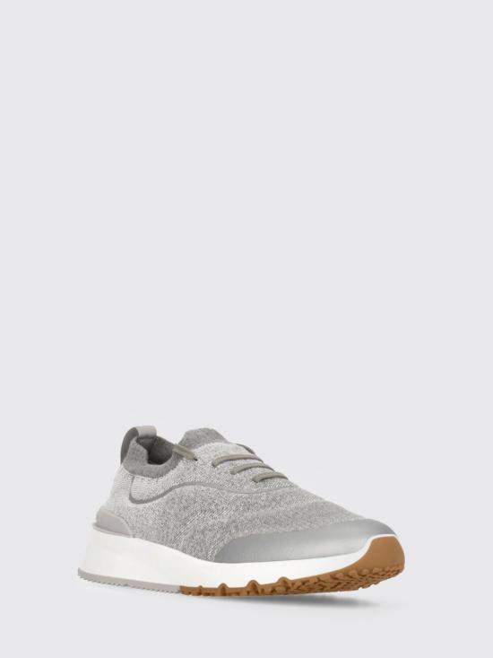 25FW 브루넬로 쿠치넬리 히트 본디드 디테일 테크노 코튼 니트 러너 스니커즈 MZUEHRO342 CRG32 Grey - BRUNELLO CUCINELLI