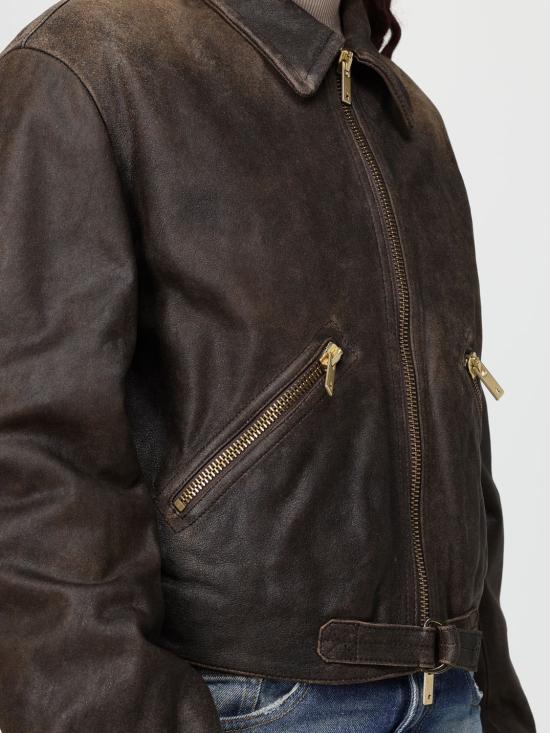 25FW 골든구스 가죽 자켓 GWP02376P00216590108 Dark - GOLDEN GOOSE