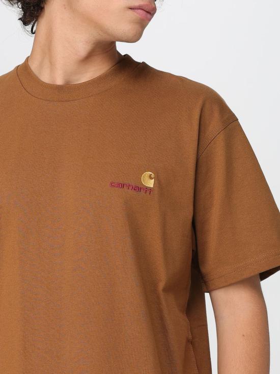 25FW 칼하트 WIP 숏슬리브 아메리칸 스크립트 티셔츠 I029956 HZXX Brown - CARHARTT WIP