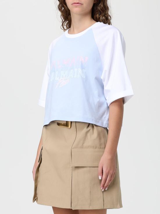 25FW 발망 반팔 티셔츠 FF1EE090BD03 SNW Sky - BALMAIN