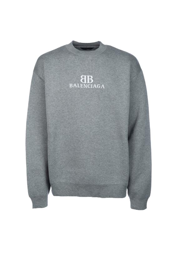 25FW 발렌시아가 로고 스웨트셔츠 818422T3368 1380 HEATHER GREY WHITE