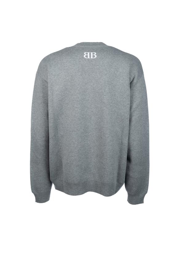 25FW 발렌시아가 로고 스웨트셔츠 818422T3368 1380 HEATHER GREY WHITE - BALENCIAGA