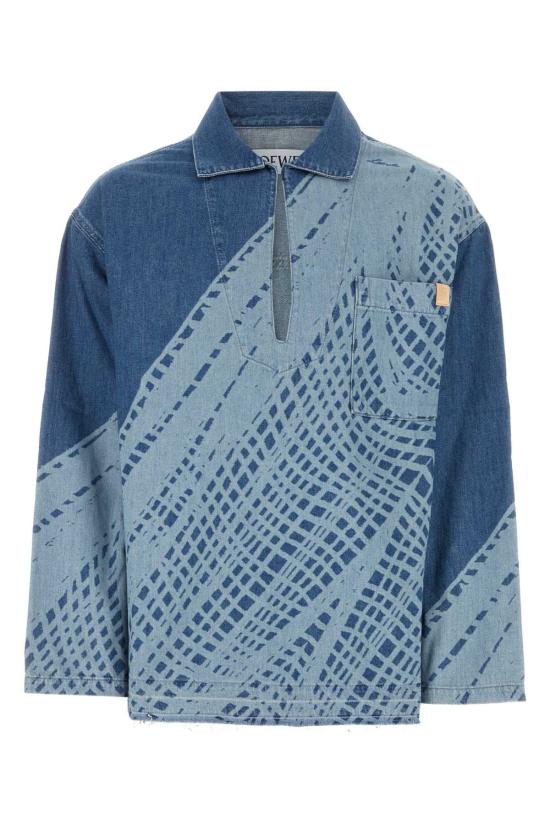  로에베 긴팔 셔츠 H616Y12X12 LIGHTBLUEWHITE Printed