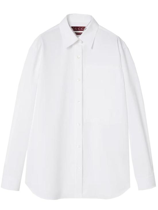 25SS 구찌 로고 포플린 코튼 셔츠 816008Z7ADR 9000 WHITE
