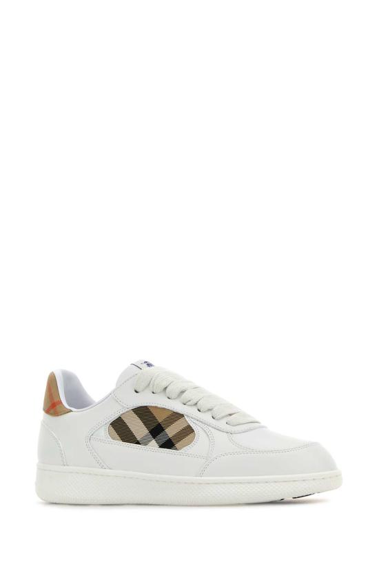 26FW 버버리 레더 체크 테라스 스니커즈 8108654 A1464 White - BURBERRY