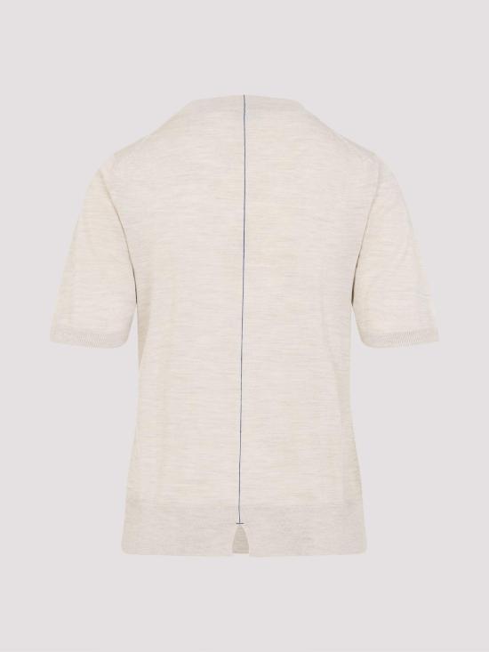  버버리 울 라운드넥 니트 반팔 티셔츠 8101955 White - BURBERRY