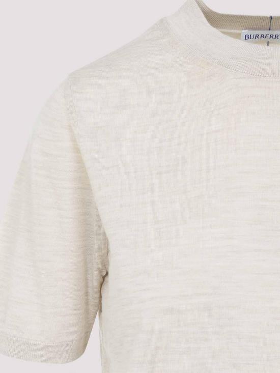  버버리 울 라운드넥 니트 반팔 티셔츠 8101955 White - BURBERRY