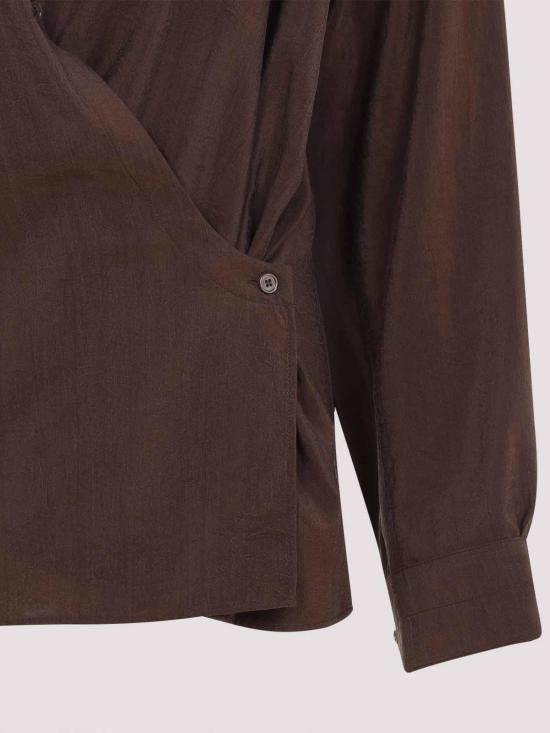  르메르 스트레이트 칼라 트위스트 셔츠 SH1141LF1308BR402 Brown - LEMAIRE