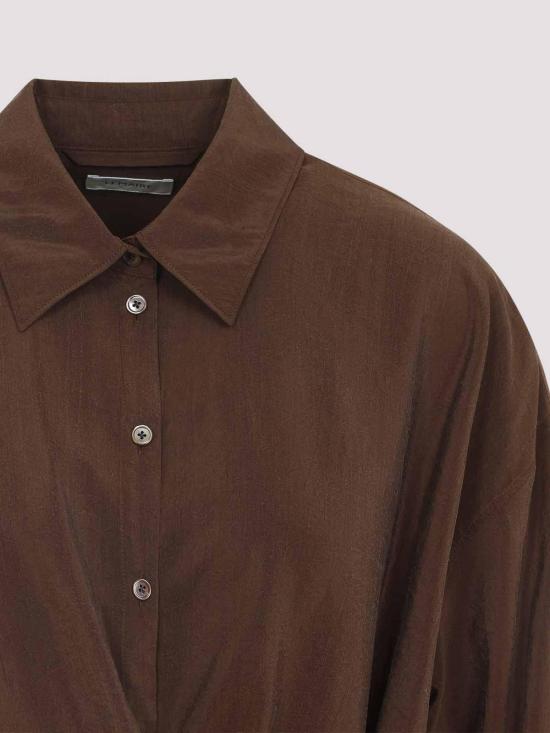  르메르 스트레이트 칼라 트위스트 셔츠 SH1141LF1308BR402 Brown - LEMAIRE