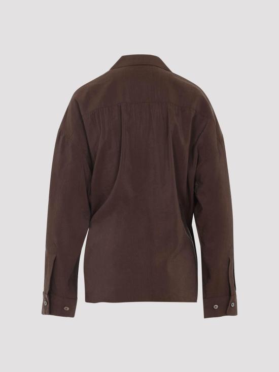  르메르 스트레이트 칼라 트위스트 셔츠 SH1141LF1308BR402 Brown - LEMAIRE