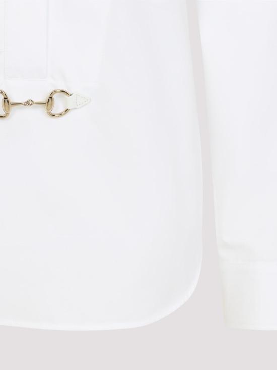 25FW 구찌 스빗 타이 넥 셔츠 831912Z8B2P9000 White - GUCCI