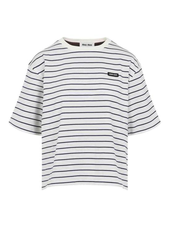  미우미우 반팔 티셔츠 MJN569SOOO17UYF04QA White