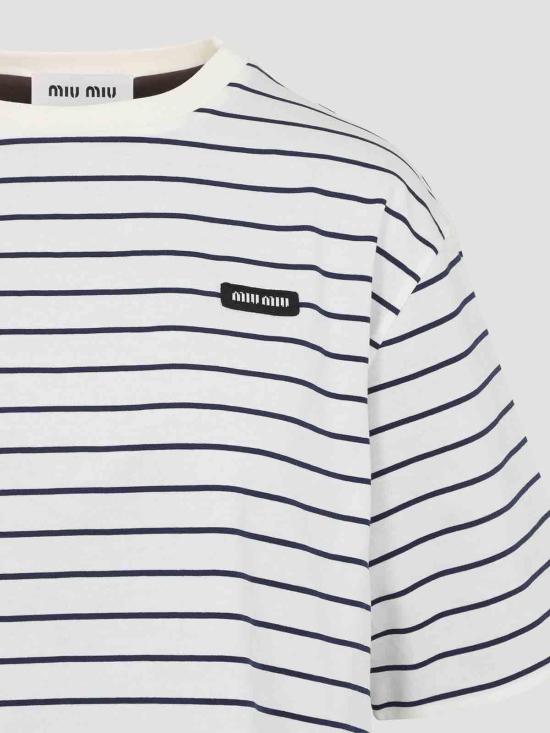  미우미우 반팔 티셔츠 MJN569SOOO17UYF04QA White - MIU MIU