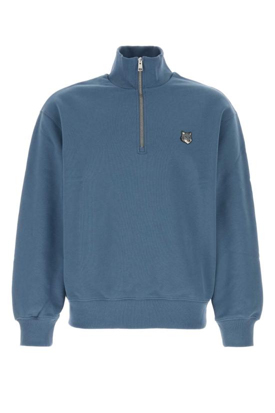 25FW 메종키츠네 폭스 헤드 컴포트 하프 집 스웨트셔츠 PM00305KM0341 0380 Light Blue