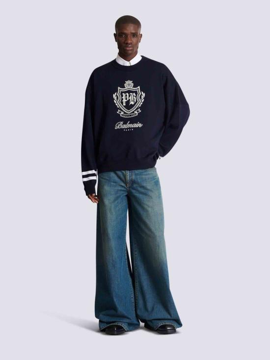 25FW 발망 스웨터 FH0KE050KJ21 NAVY BLUE - BALMAIN