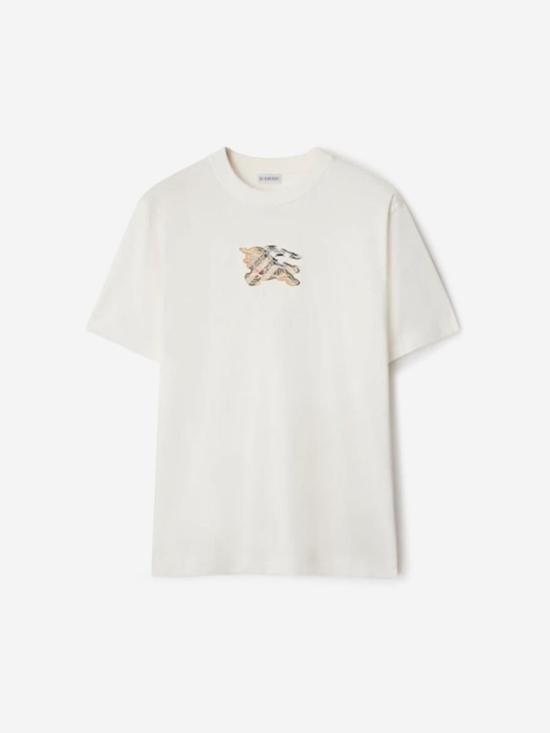 25FW 버버리 EKD 체크 코튼 티셔츠 8116170 B7078CHALK Grey