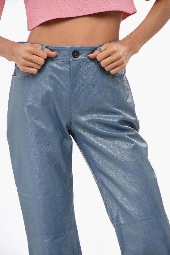  마르니 가죽 팬츠 PAMX0491U0ULG153 00B37 Blue - MARNI