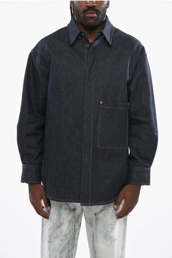  발렌티노 가라바니 데님 셔츠 5V0DB03GAEM 528 Blue