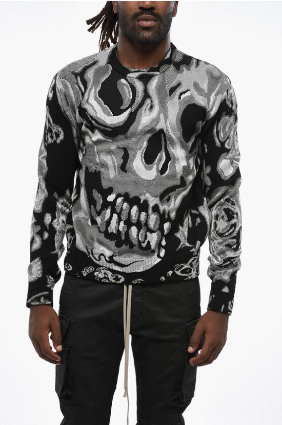  알렉산더 맥퀸 스웨터 795771Q1BAI 1038 Grigio Bianco e Nero