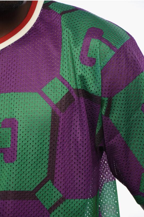  구찌 반팔 티셔츠 733736 XJFAN 5542 Verde Viola - GUCCI