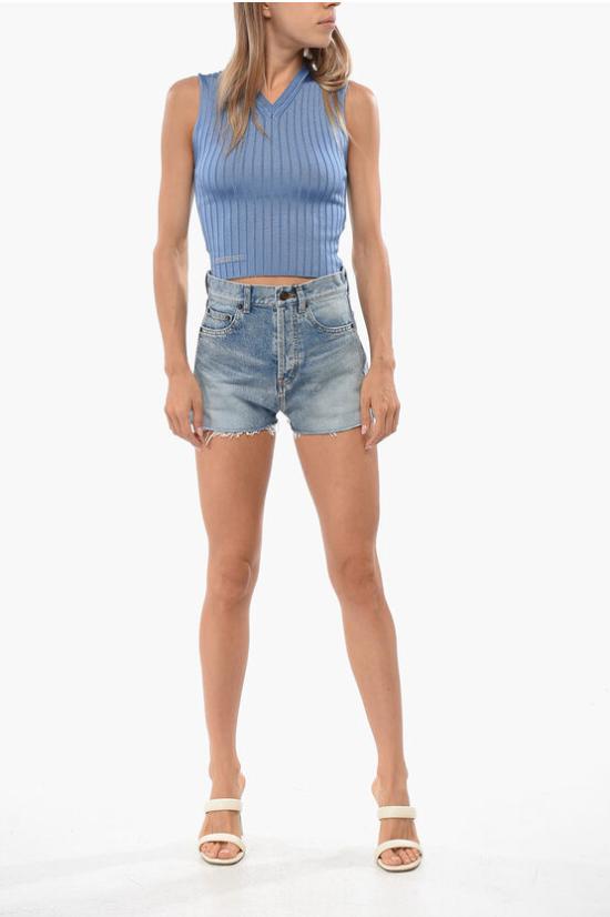  생로랑 데님 숏팬츠 542765 YD852 4450 Blue - SAINT LAURENT